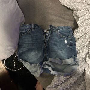 Refuge Distressed Blue Jean Shorts